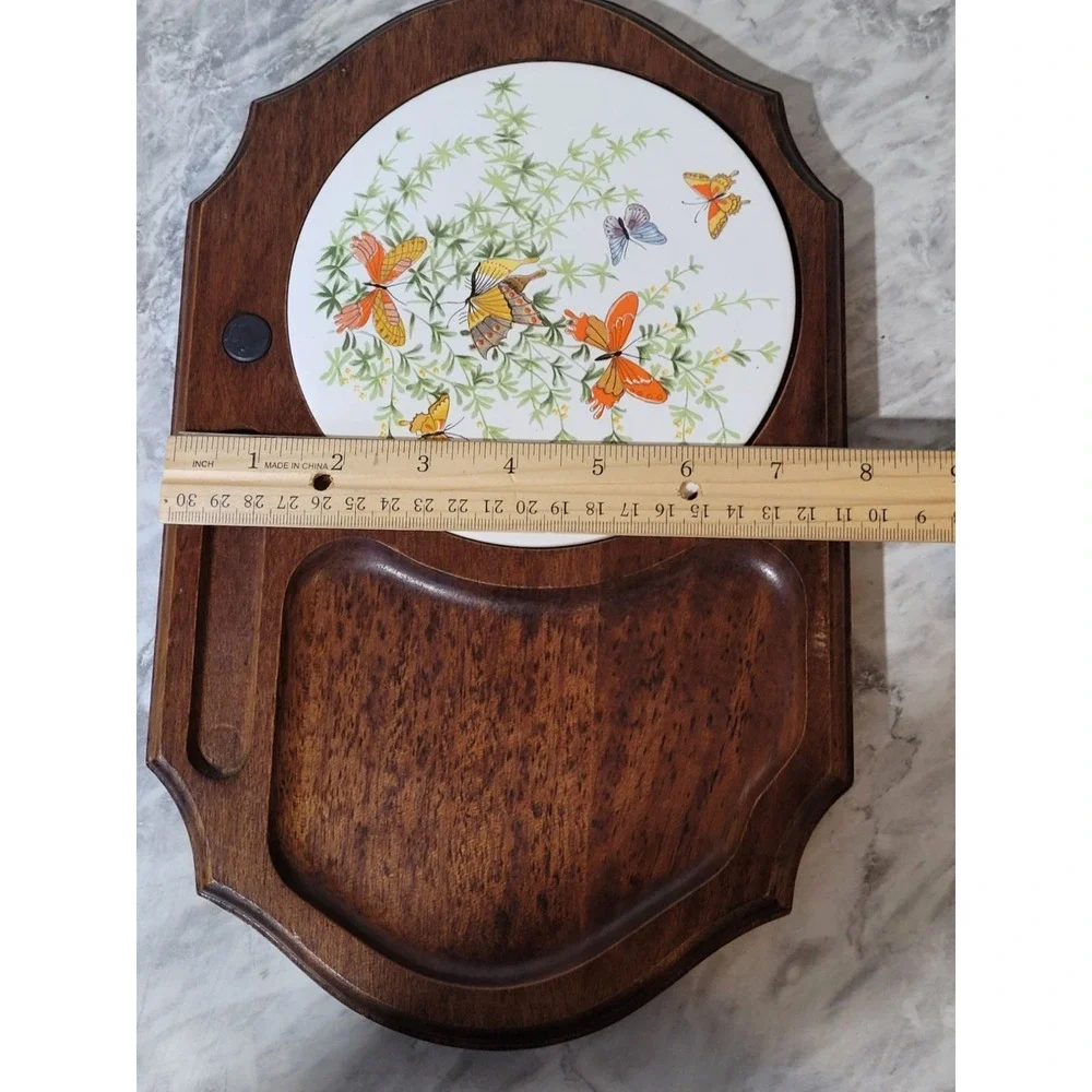 Vintage Shafford Japan Wooden Cheese Cracker Charcuterie Board Butterfly